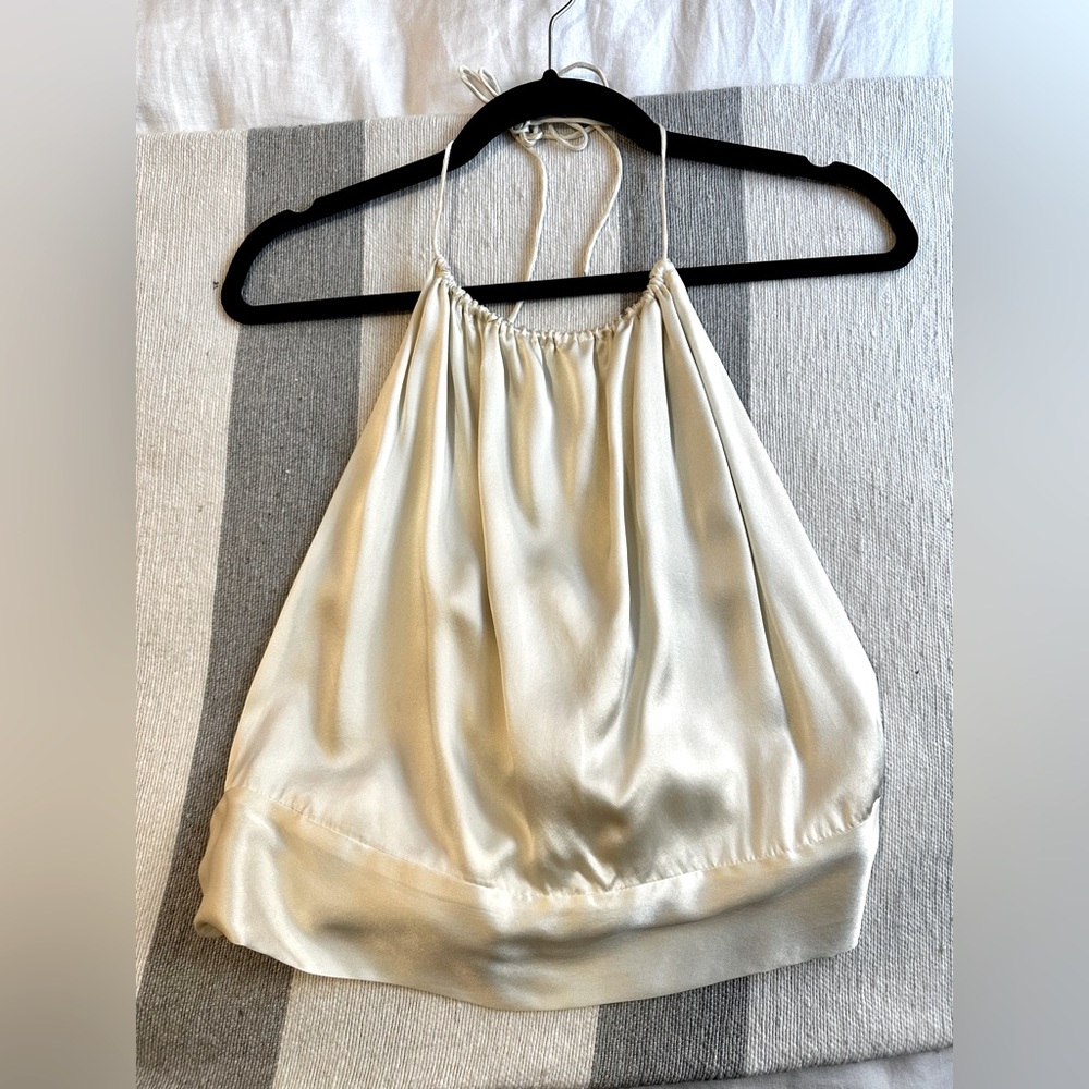 Intermix Harmur High Neck / Backless Silk Halter. Ivory, Size XS. NWT.